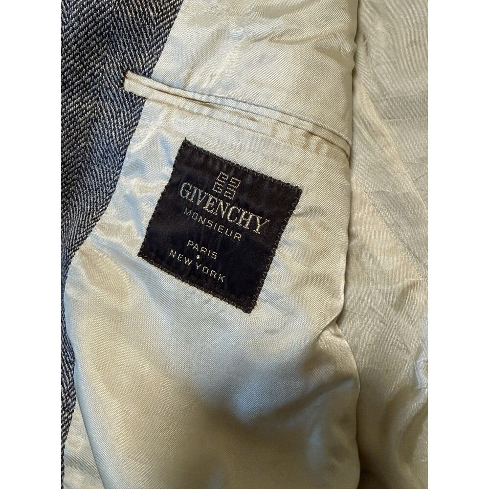 Vintage Givenchy Monsieur Wool Herringbone Blazer Mens 40R USA Tweed Jacket - Picture 3 of 11
